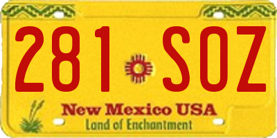 NM license plate 281SOZ