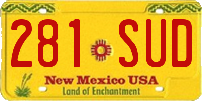 NM license plate 281SUD