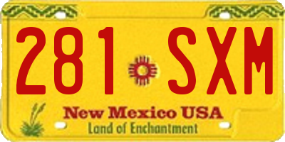 NM license plate 281SXM