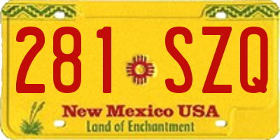 NM license plate 281SZQ