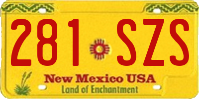 NM license plate 281SZS