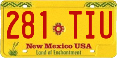 NM license plate 281TIU