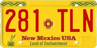 NM license plate 281TLN