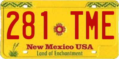 NM license plate 281TME