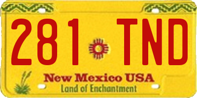 NM license plate 281TND
