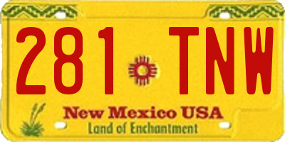 NM license plate 281TNW