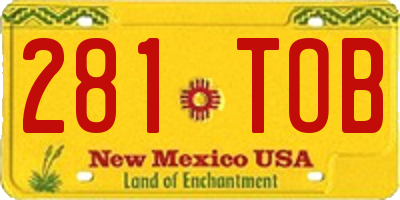 NM license plate 281TOB
