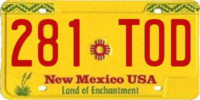NM license plate 281TOD