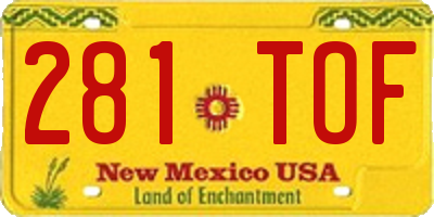 NM license plate 281TOF