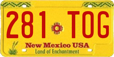 NM license plate 281TOG