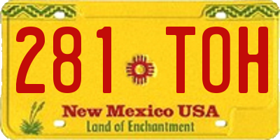 NM license plate 281TOH