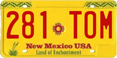 NM license plate 281TOM