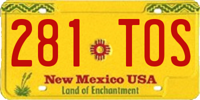 NM license plate 281TOS