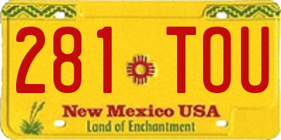 NM license plate 281TOU
