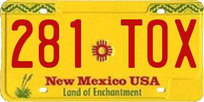 NM license plate 281TOX