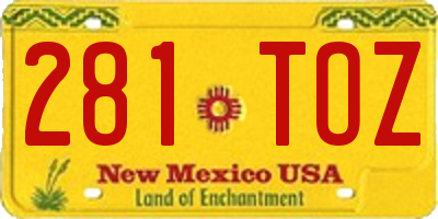 NM license plate 281TOZ