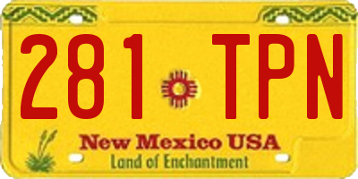 NM license plate 281TPN