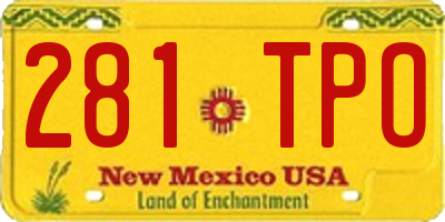 NM license plate 281TPO