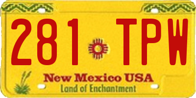 NM license plate 281TPW