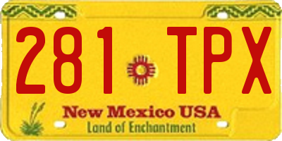 NM license plate 281TPX