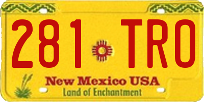 NM license plate 281TRO