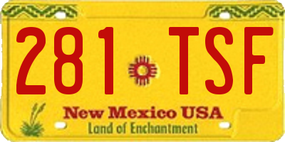 NM license plate 281TSF