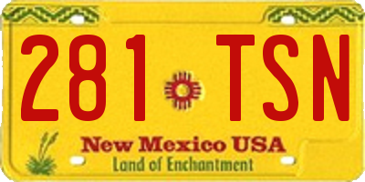 NM license plate 281TSN