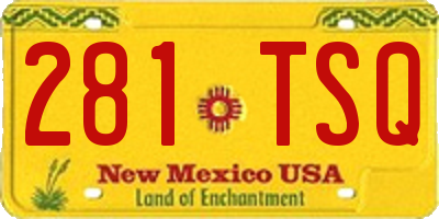 NM license plate 281TSQ
