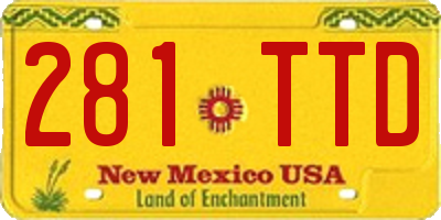 NM license plate 281TTD