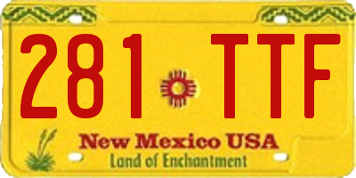 NM license plate 281TTF