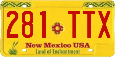 NM license plate 281TTX
