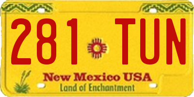 NM license plate 281TUN