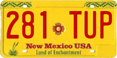 NM license plate 281TUP