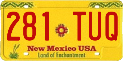NM license plate 281TUQ