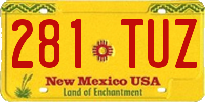 NM license plate 281TUZ