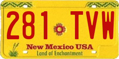 NM license plate 281TVW