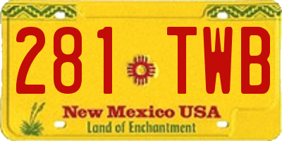 NM license plate 281TWB