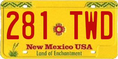 NM license plate 281TWD