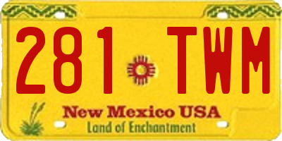 NM license plate 281TWM
