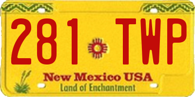 NM license plate 281TWP