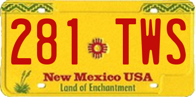 NM license plate 281TWS