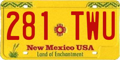 NM license plate 281TWU