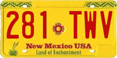 NM license plate 281TWV