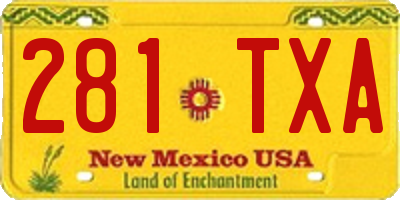NM license plate 281TXA