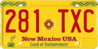 NM license plate 281TXC