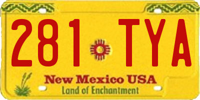 NM license plate 281TYA