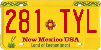 NM license plate 281TYL