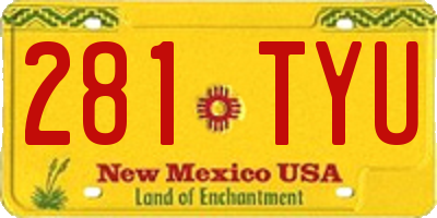NM license plate 281TYU