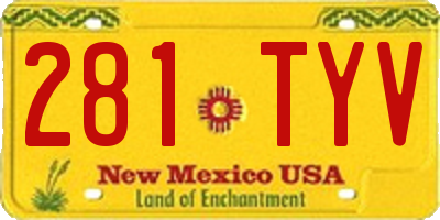 NM license plate 281TYV