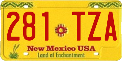 NM license plate 281TZA